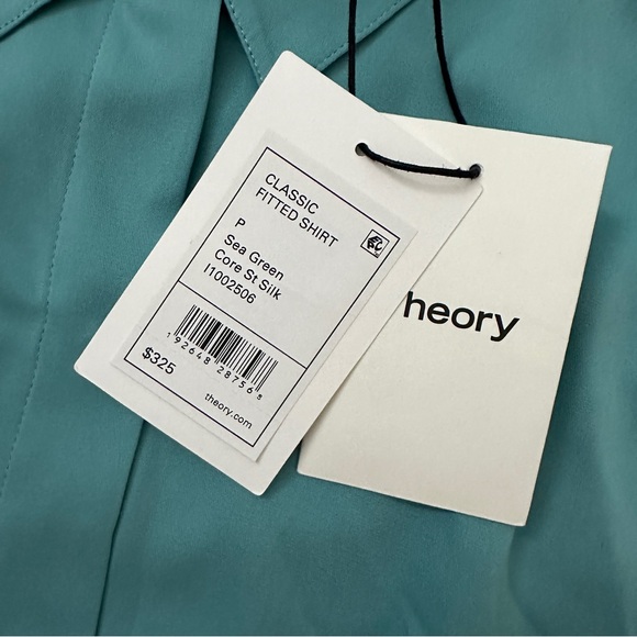 NWT Silk Theory button up blouse seafoam green size P - Picture 4 of 7